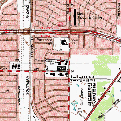 Topographic Map of Corpus Christi School, TX