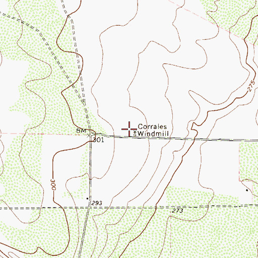 Topographic Map of Corrales Windmill, TX