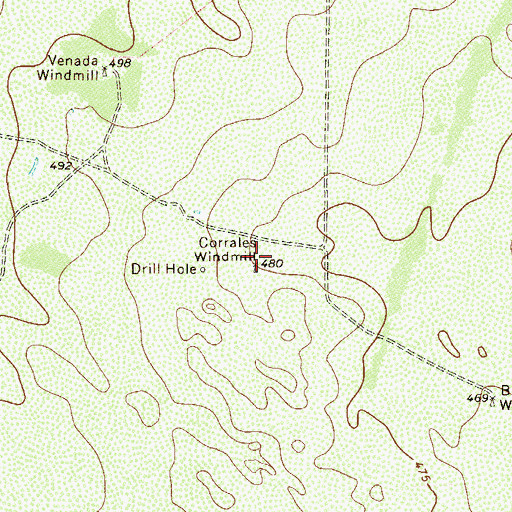 Topographic Map of Corrales Windmill, TX