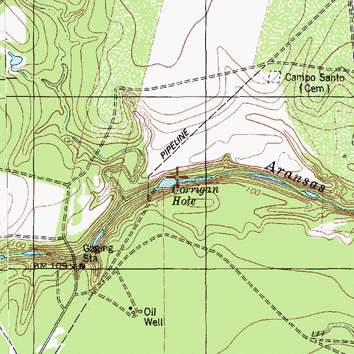 Topographic Map of Corrigan Hole, TX