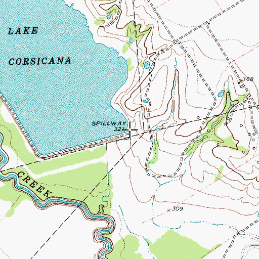 Topographic Map of Lake Corsicana, TX