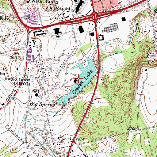 Topographic Map of Comanche Trail Lake, TX
