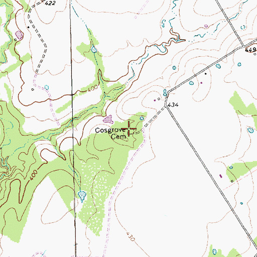 Topographic Map of Cosgrove Cemetery, TX