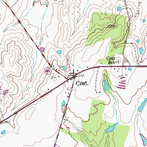 Topographic Map of Cost, TX