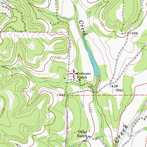 Topographic Map of Cothrum Ranch, TX