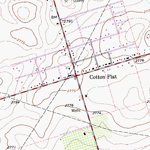 Topographic Map of Cotton Flat, TX