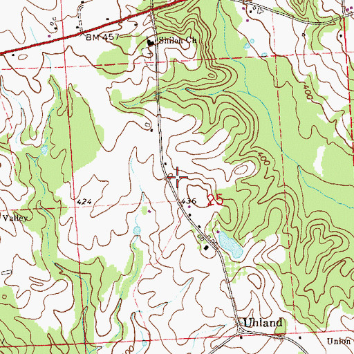 Topographic Map of Uhland Church (historical), AL