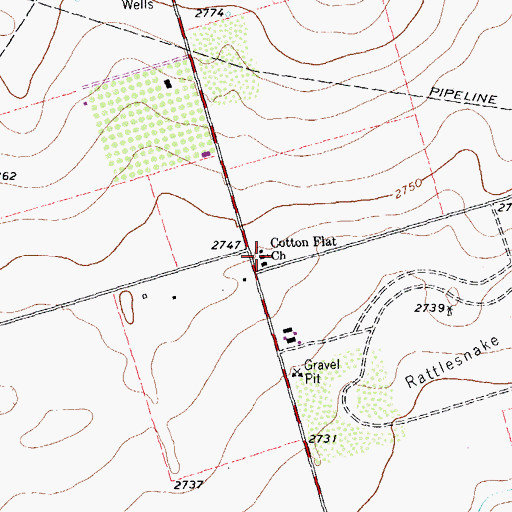Topographic Map of Cotton Flat Church, TX