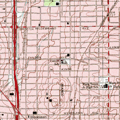Topographic Map of Cotton School, TX