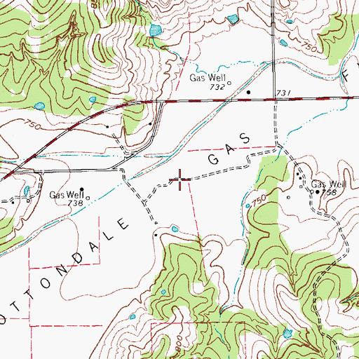 Topographic Map of Cottondale Gas Field, TX