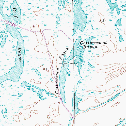 Topographic Map of Cottonwood Bayou, TX