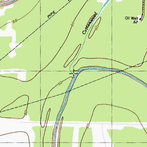 Topographic Map of Cottonwood Bayou, TX