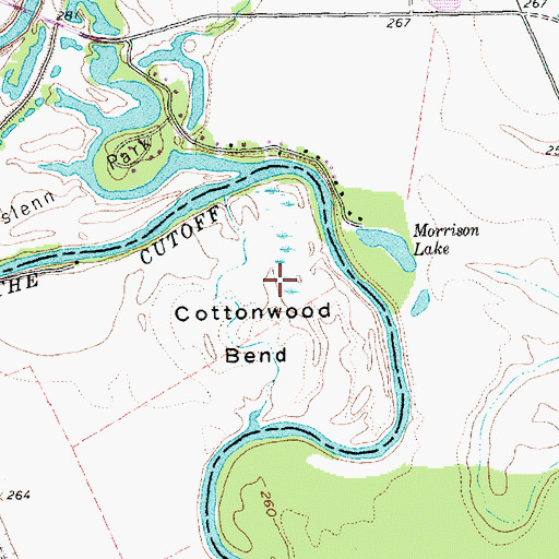 Topographic Map of Cottonwood Bend, TX