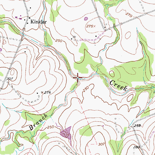 Topographic Map of Cottonwood Branch, TX
