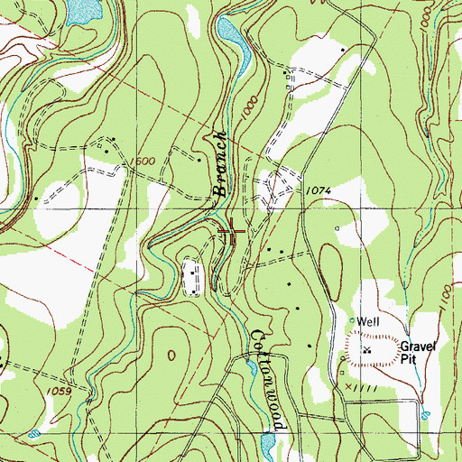 Topographic Map of Cottonwood Branch, TX