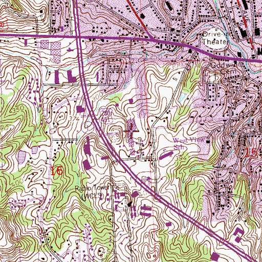 Topographic Map of Village Green Shopping Center, AL