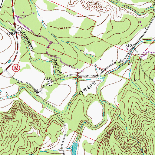 Topographic Map of Cottonwood Branch, TX