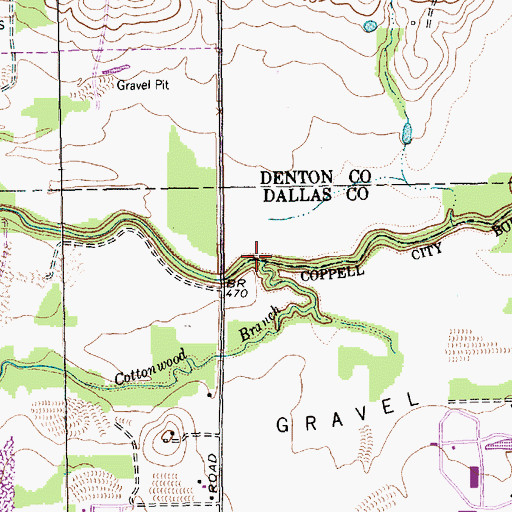 Topographic Map of Cottonwood Branch, TX