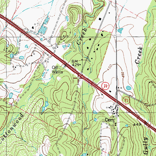 Topographic Map of Cottonwood Church, TX