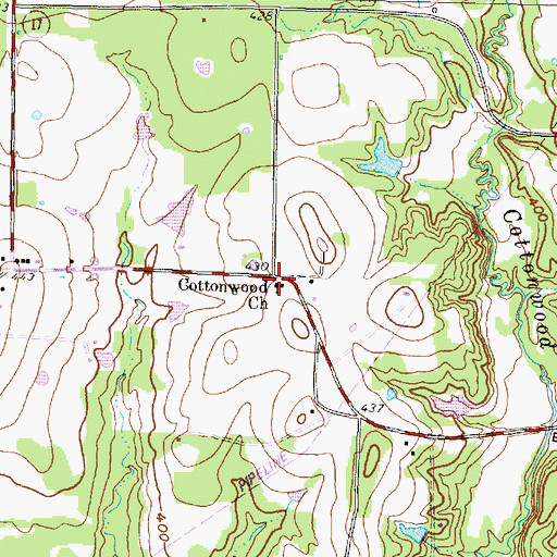 Topographic Map of Cottonwood Church, TX