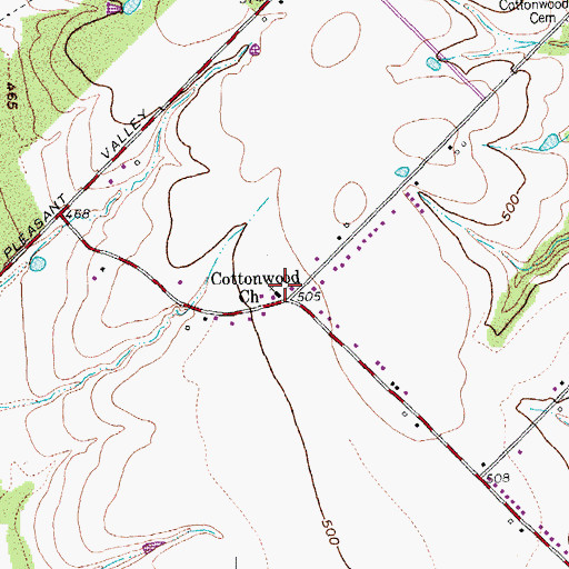 Topographic Map of Cottonwood Church, TX