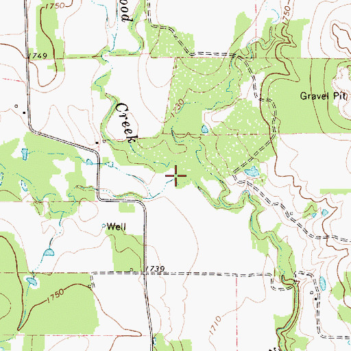 Topographic Map of Cottonwood Creek, TX
