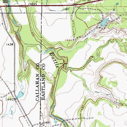 Topographic Map of Cottonwood Creek, TX