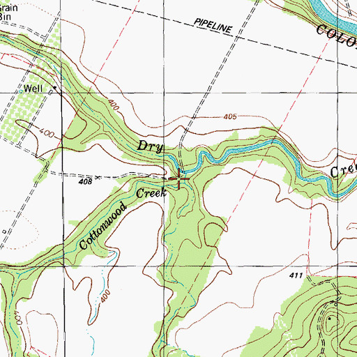 Topographic Map of Cottonwood Creek, TX