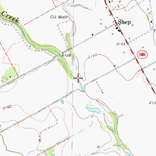 Topographic Map of Cottonwood Creek, TX