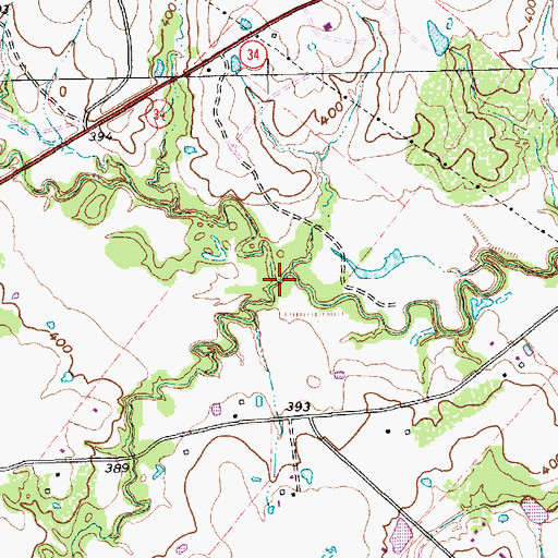 Topographic Map of Cottonwood Creek, TX
