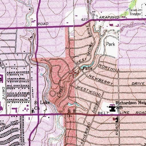 Topographic Map of Cottonwood Creek, TX