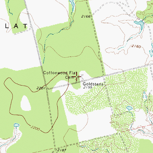 Topographic Map of Cottonwood Flat Cemetery, TX