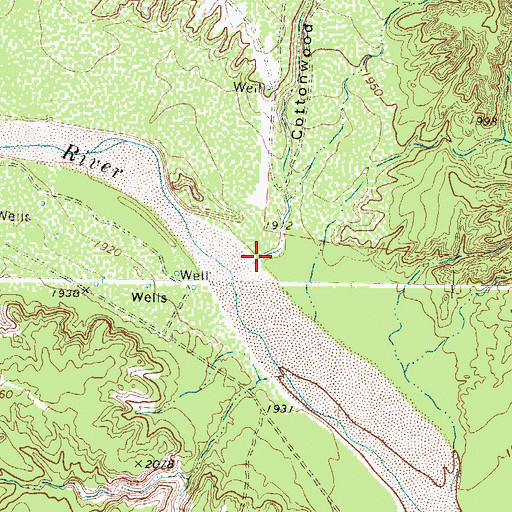 Topographic Map of Cottonwood Pens Draw, TX