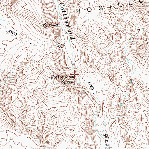 Topographic Map of Cottonwood Spring, TX