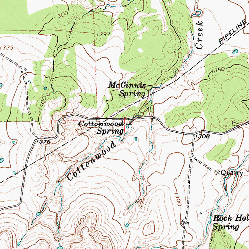 Topographic Map of Cottonwood Spring, TX