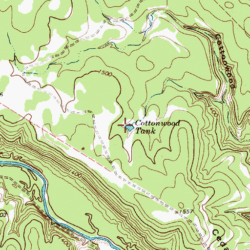 Topographic Map of Cottonwood Tank, TX