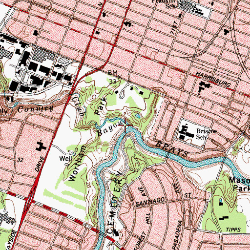 Topographic Map of Country Club Bayou, TX