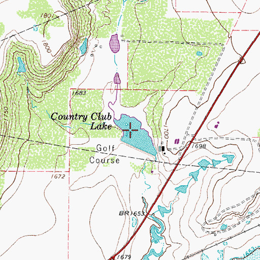 Topographic Map of Country Club Lake, TX