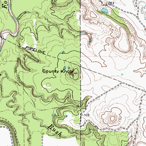 Topographic Map of Country Knob, TX