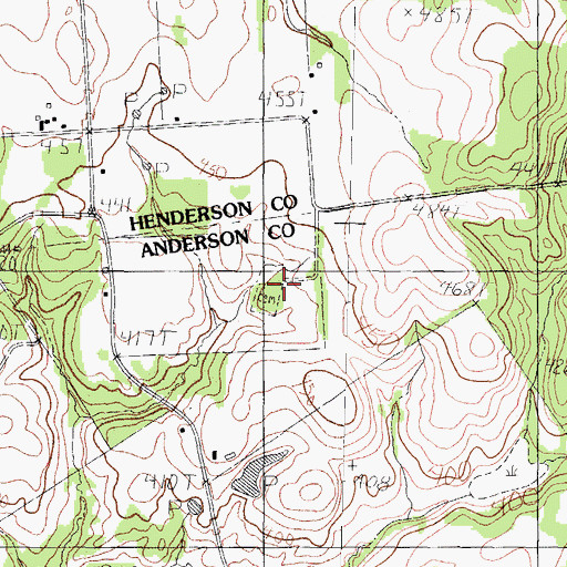 Topographic Map of County Line Cemetery, TX
