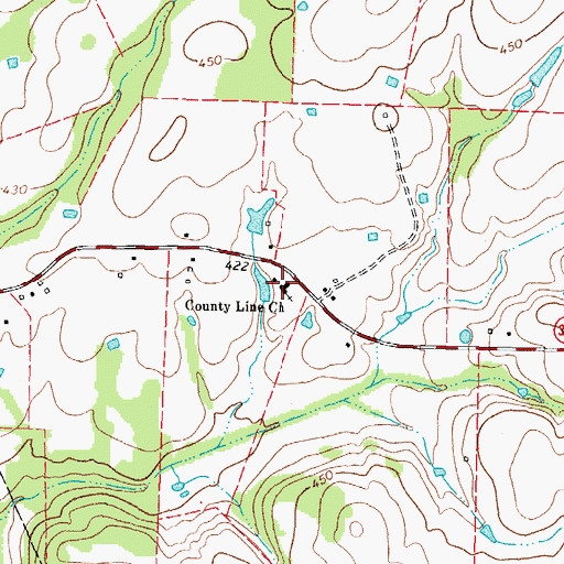 Topographic Map of County Line Church, TX