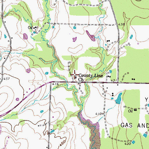Topographic Map of County Line Church, TX