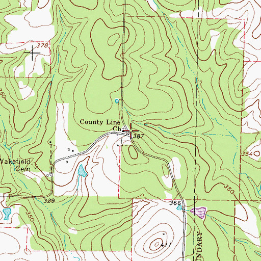 Topographic Map of County Line Church, TX