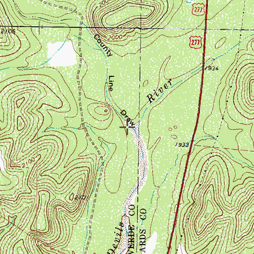 Topographic Map of County Line Draw, TX