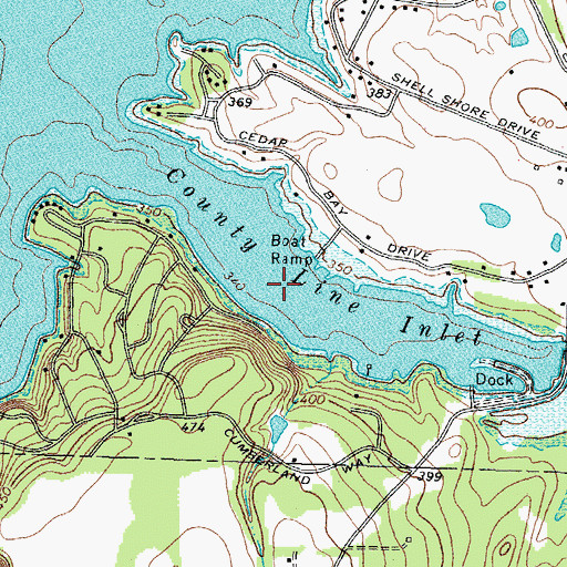 Topographic Map of County Line Inlet, TX