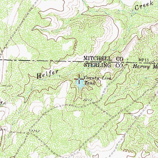 Topographic Map of County Line Tank, TX