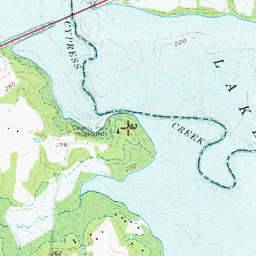Topographic Map of County Park Campgrounds, TX