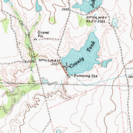Topographic Map of County Tank, TX