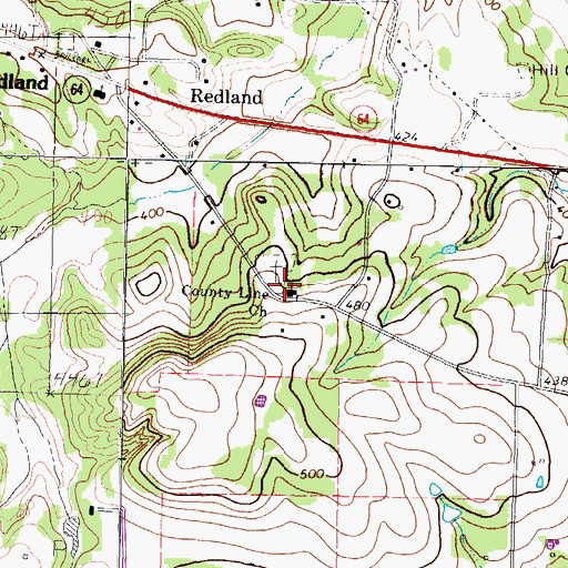 Topographic Map of County-Line Church, TX