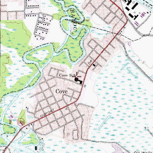 Topographic Map of Cove School, TX
